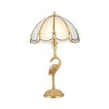 Minimalist Peacock Feather Beveled Glass Table Lamp In Brass 1-Light Living Room Nightstand Lighting