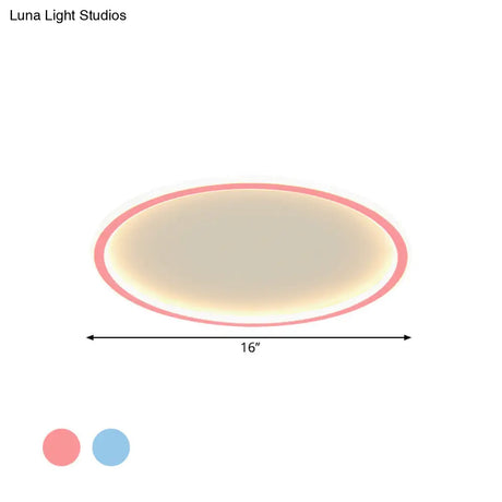 Minimalist Pink/Blue Led Flush Mount Ceiling Light For Bedroom