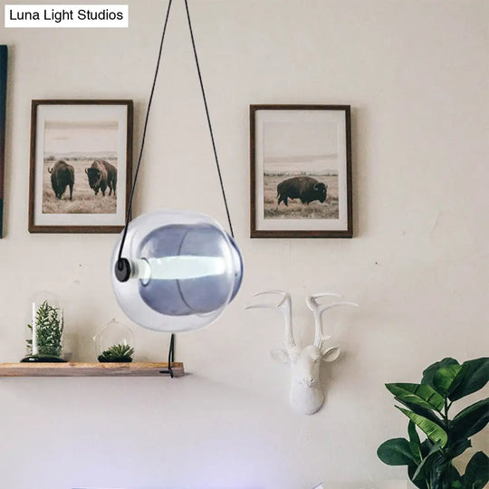 Minimalist Purple Oval Glass Pendant Light For Living Room