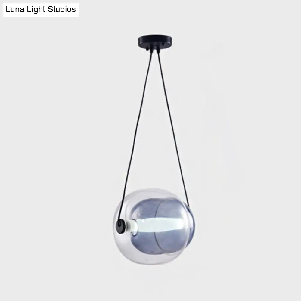 Minimalist Purple Oval Glass Pendant Light For Living Room