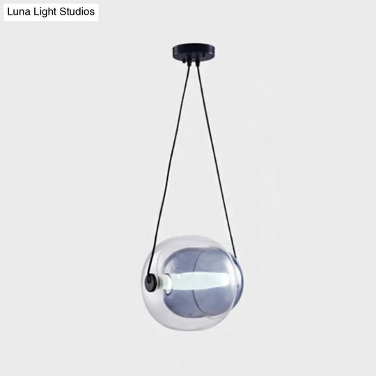 Minimalist Purple Oval Glass Pendant Light For Living Room