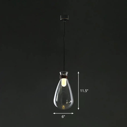 Minimalist Raindrop Glass Hanging Light With Leather Strap - 1-Light Suspended Lighting Fixture