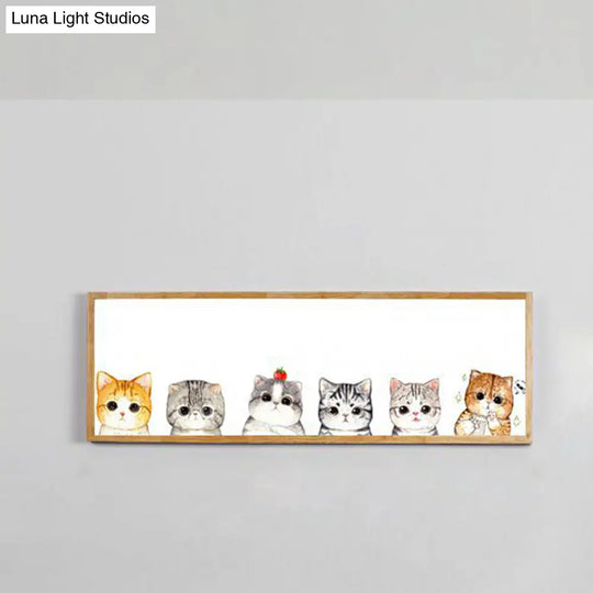 Minimalist Rectangle Cat Silhouette Led Wall Light Fixture - Metallic Finish