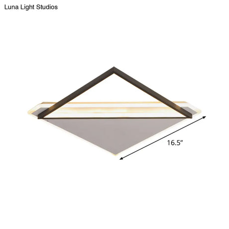 Minimalist Rhombus Flushmount Led Ceiling Light In Black - White 16.5’/20.5’ Wide