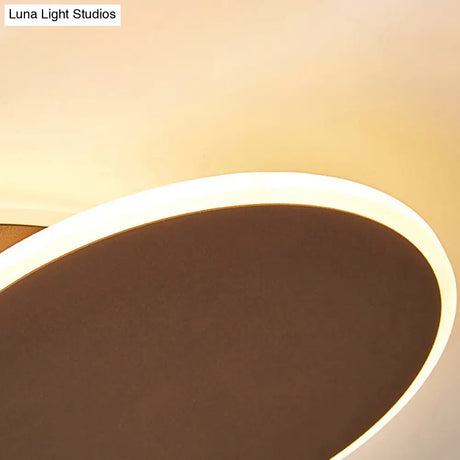 Minimalist Round Acrylic Led Flush Mount Ceiling Light - 16’/19.5’ Width In White/Coffee Finish