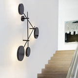 Minimalist Round Acrylic Led Wall Light With 4 Warm/White Lights - Black Sconce / Warm