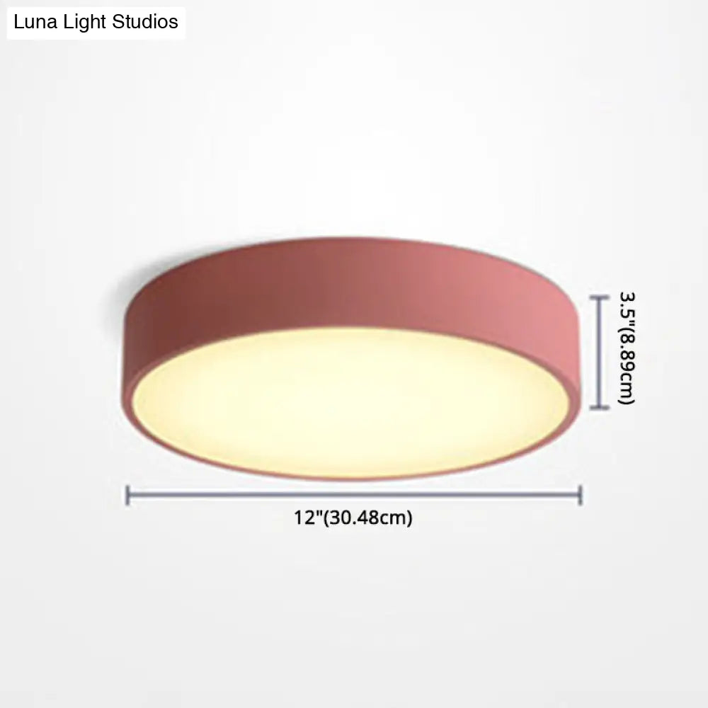 Minimalist Round Flush Mount Ceiling Lighting Fixture - 1 Light Aluminum