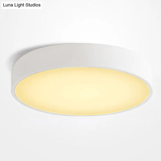 Minimalist Round Flush Mount Ceiling Lighting Fixture - 1 Light Aluminum White / 12