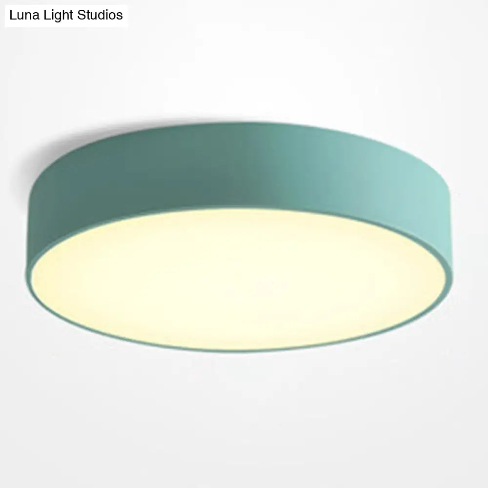 Minimalist Round Flush Mount Ceiling Lighting Fixture - 1 Light Aluminum Blue / 12