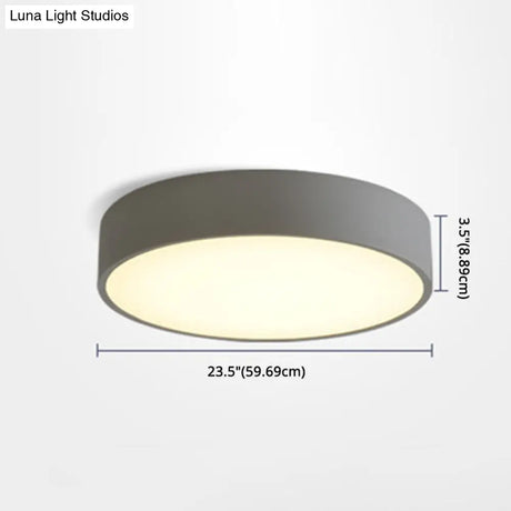 Minimalist Round Flush Mount Ceiling Lighting Fixture - 1 Light Aluminum
