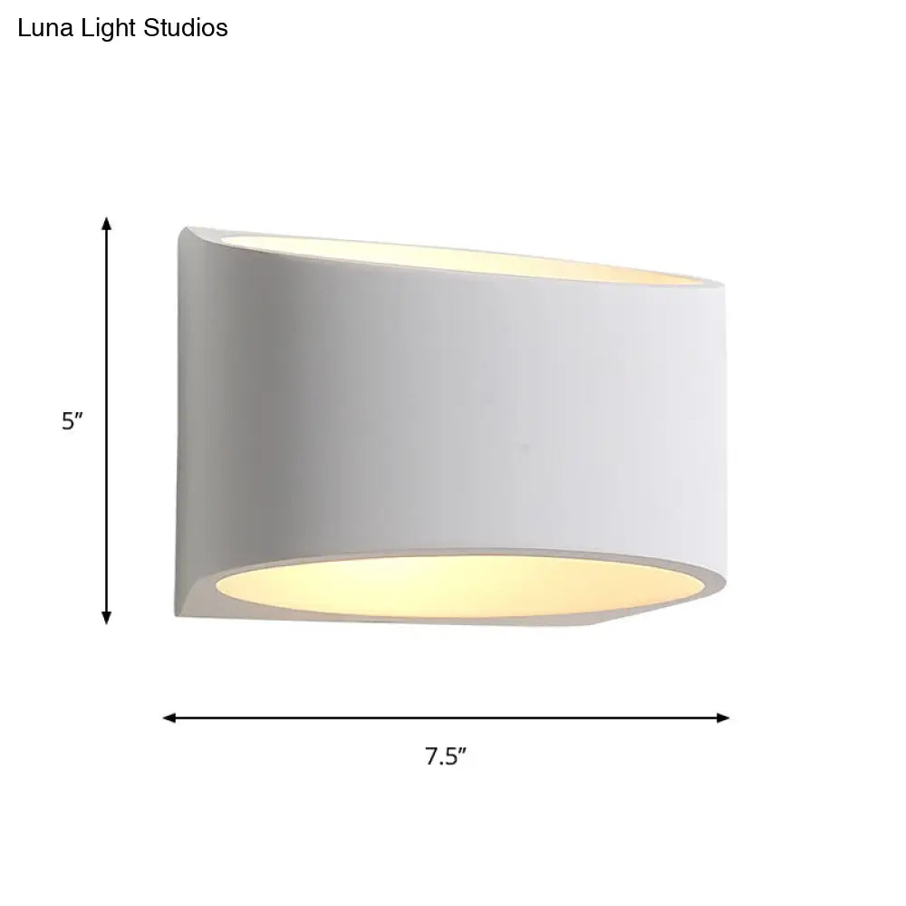 Minimalist Round Gypsum Led Sconce Light Fixture - White Wall Mount Lamp For Hallway