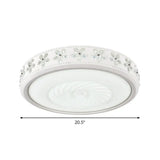 Minimalist Round Metal Ceiling Fixture - Led Flush Mount Lamp With Crystal Deco Warm/White Light