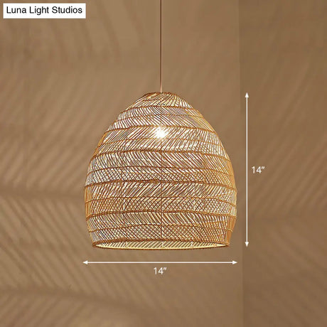 Minimalist Single-Bulb Hanging Lamp With Rattan Shade | Restaurant Ceiling Light