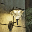 Minimalist Solar Led Wall Lamp In Black - Acrylic Conical Fixture For Porch Mount