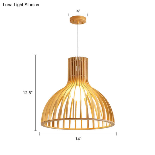 Minimalist Southeast Asian Ceiling Pendant Light - Elegant Wood Finish For Restaurants