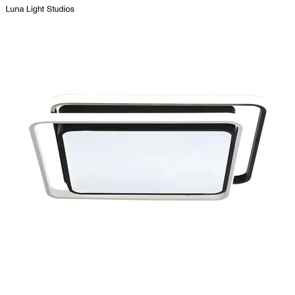 Minimalist Square Acrylic Led Ceiling Flush Mount Light Fixture In Black/White - Warm/White/3 Color