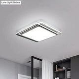 Minimalist Square Acrylic Led Ceiling Flush Mount Light Fixture In Black/White - Warm/White/3 Color