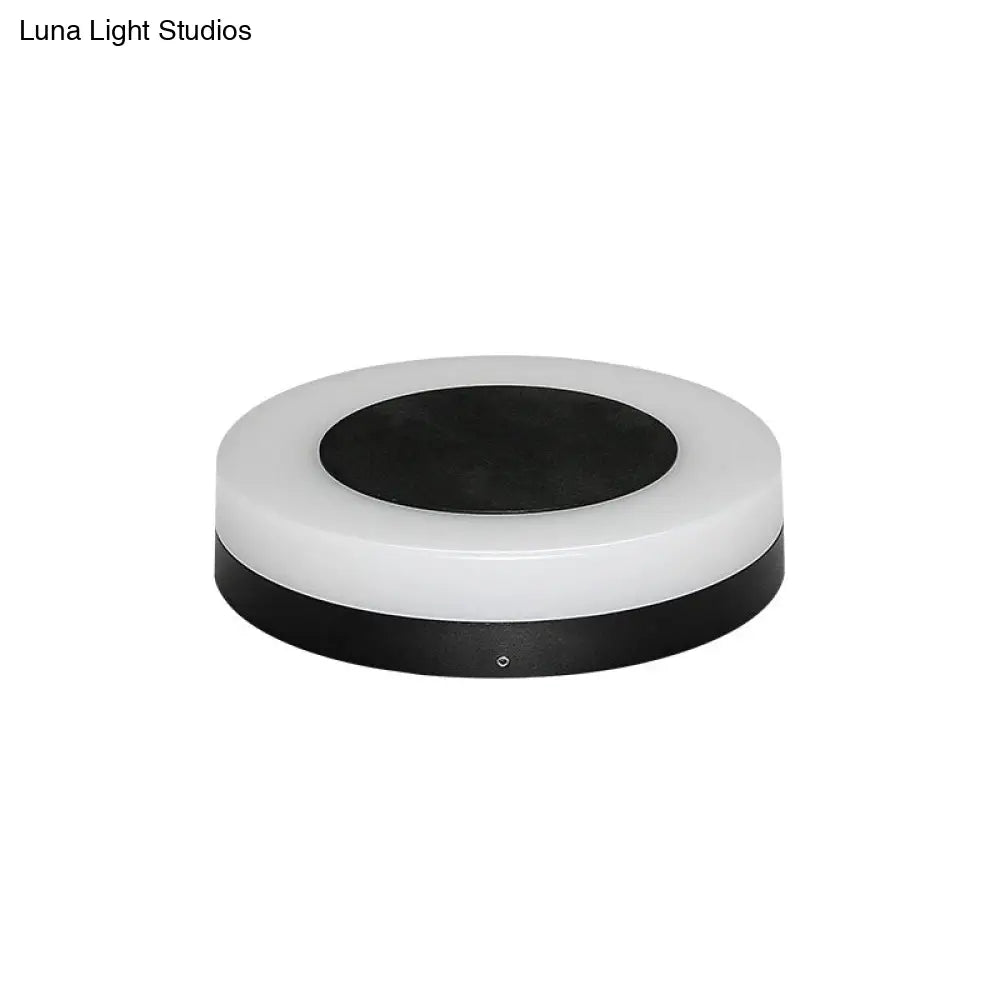 Minimalist Textured Black Led Wall Sconce - Geometric Courtyard Lighting