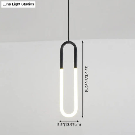 Minimalist U-Shaped Acrylic Led Ceiling Pendant Light Fixture For Living Room