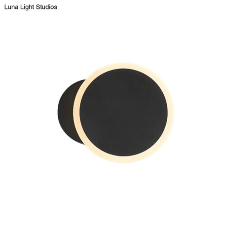 Minimalist White/Black Round Led Wall Sconce With Warm/White Light - Acrylic Mounted Lamp Fixture