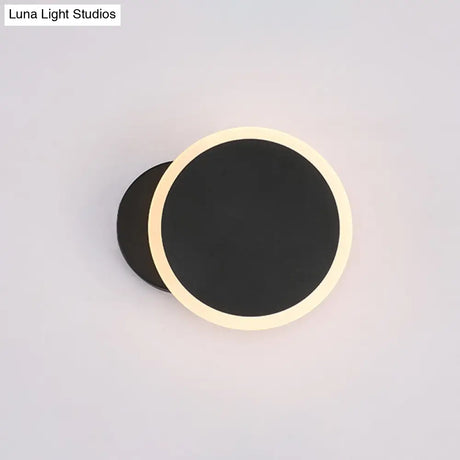Minimalist White/Black Round Led Wall Sconce With Warm/White Light - Acrylic Mounted Lamp Fixture