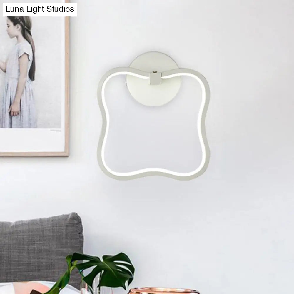 Minimalist White Curved Square Led Acrylic Wall Sconce - Warm Lighting