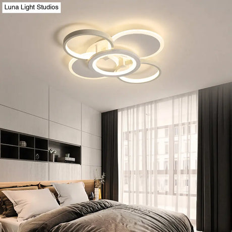 Minimalist White Halo Ring Led Ceiling Light For Bedroom - Flush Mount