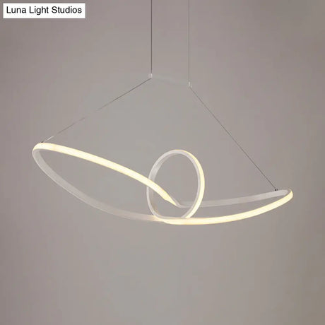 Minimalist White Knot Ceiling Pendant Led Chandelier Lamp - Slim Acrylic Warm/White/Natural Light