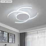 Minimalist White Led Acrylic Ceiling Lamp - Dual C Shaped Semi Flush 16’/19.5’/23.5’ Wide
