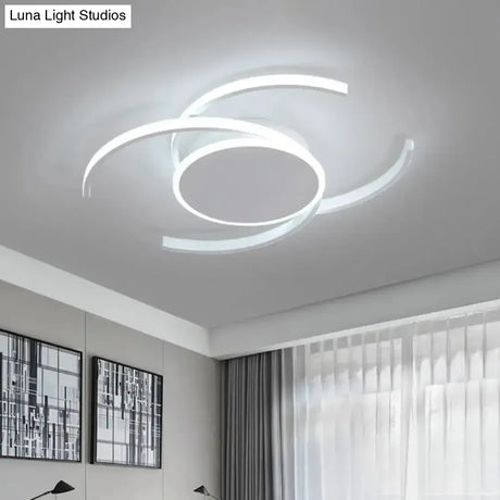 Minimalist White Led Acrylic Ceiling Lamp - Dual C Shaped Semi Flush 16’/19.5’/23.5’ Wide
