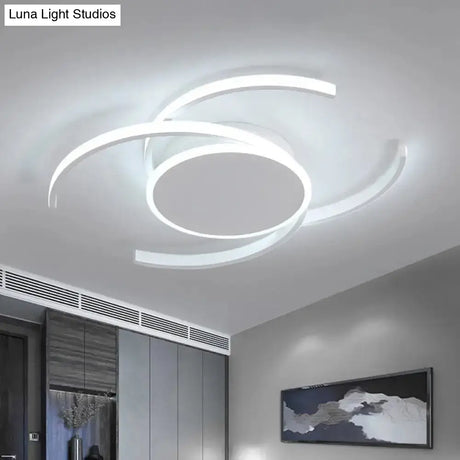 Minimalist White Led Acrylic Ceiling Lamp - Dual C Shaped Semi Flush 16’/19.5’/23.5’ Wide