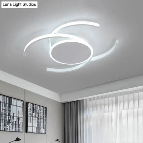 Minimalist White Led Acrylic Ceiling Lamp - Dual C Shaped Semi Flush 16’/19.5’/23.5’ Wide