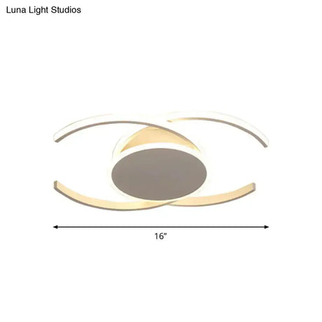 Minimalist White Led Acrylic Ceiling Lamp - Dual C Shaped Semi Flush 16’/19.5’/23.5’ Wide