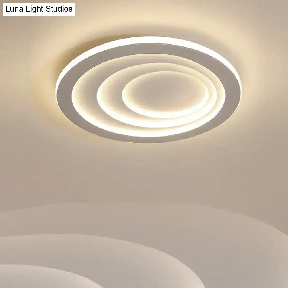 Minimalist White Led Ceiling Flush Mount In Warm/White Light - 3 Width Options / 16’