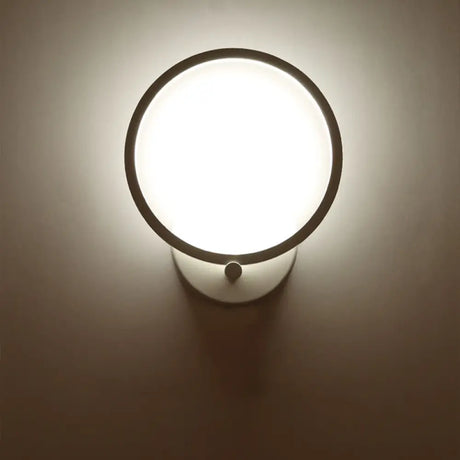 Minimalist White Led Circle Sconce Light Fixture With Acrylic Wall Mount - Warm/White For Corridor