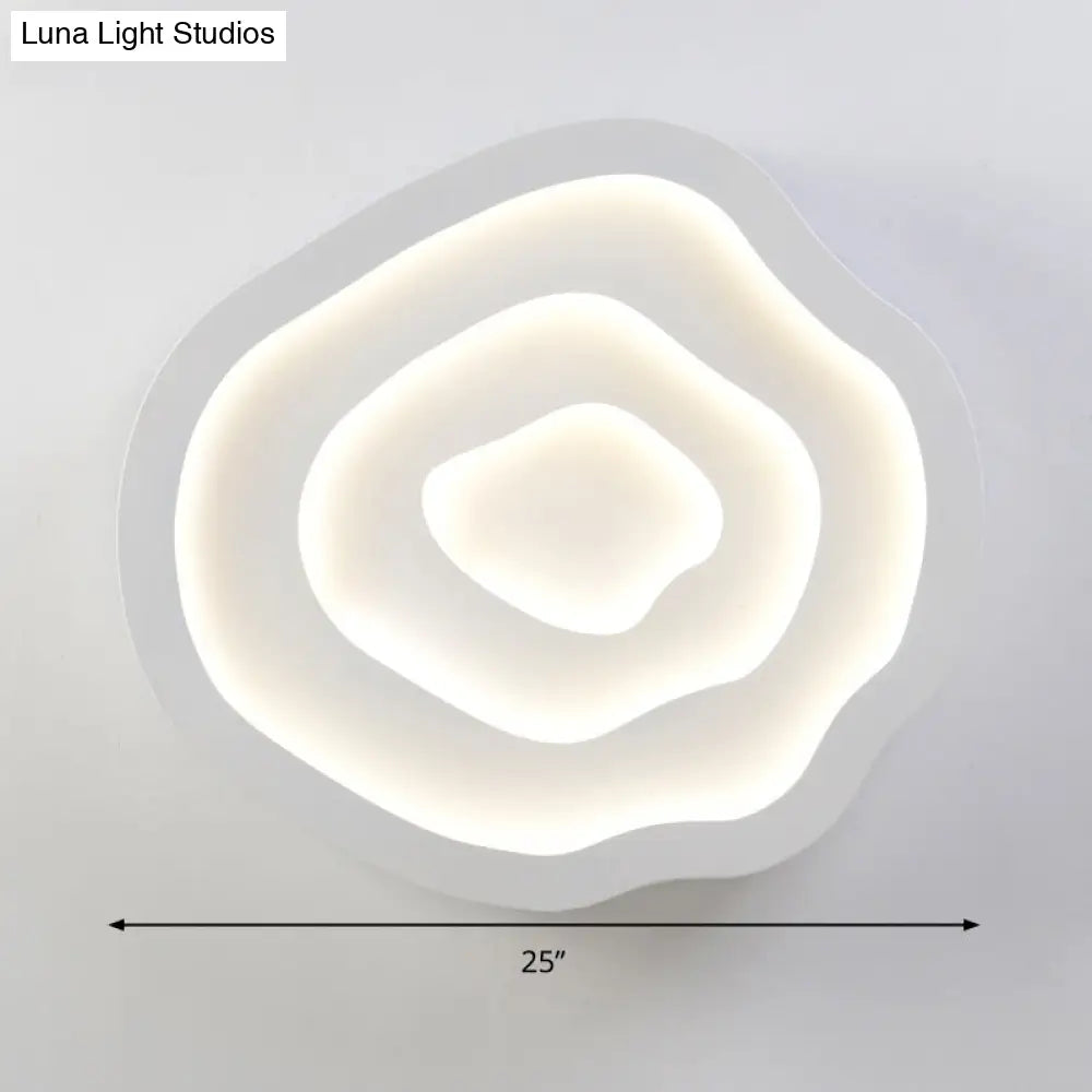 Minimalist White Led Flush Mount Lamp - 21’/25’ Wide Tree - Ring Ceiling Light With 3 Color Options
