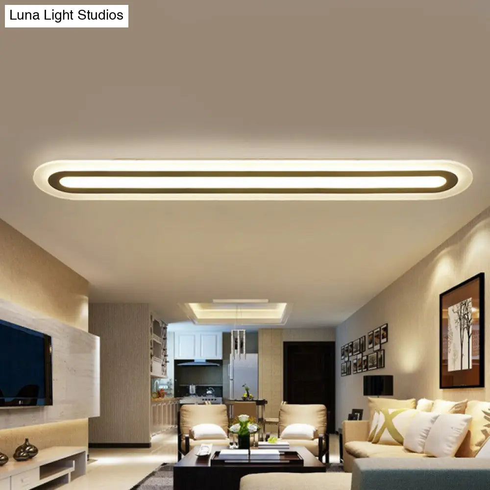 Minimalist White Led Flush Mount Lighting Fixture - Perfect For Living Room