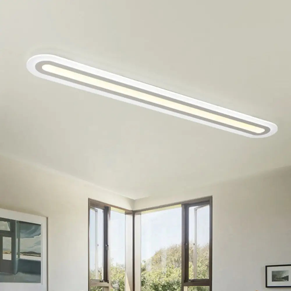 Minimalist White Led Flush Mount Lighting Fixture - Perfect For Living Room / Third Gear