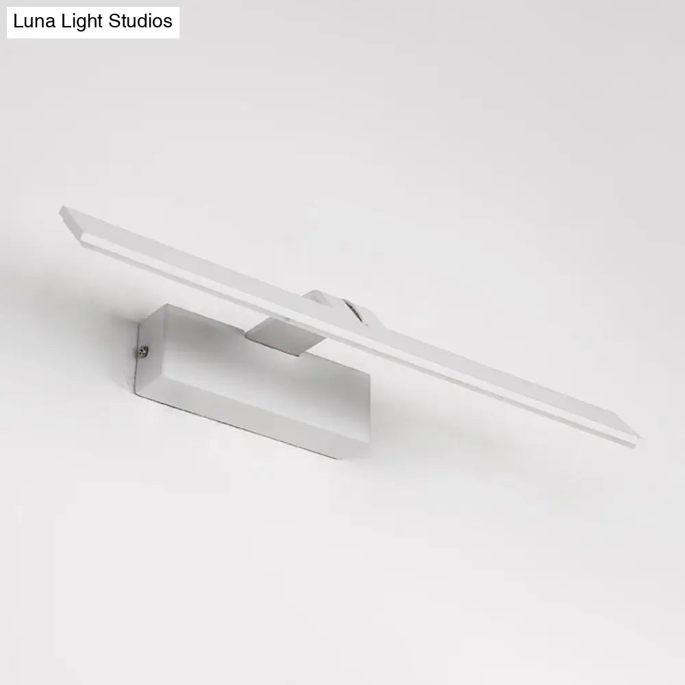 Minimalist White Metal Led Vanity Light Fixture: Wall Mounted Rectangle Lamp For Bathroom In