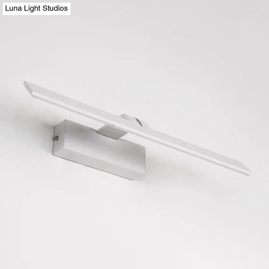 Minimalist White Metal Led Vanity Light Fixture: Wall Mounted Rectangle Lamp For Bathroom In