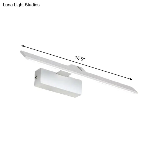 Minimalist White Metal Led Vanity Light Fixture: Wall Mounted Rectangle Lamp For Bathroom In