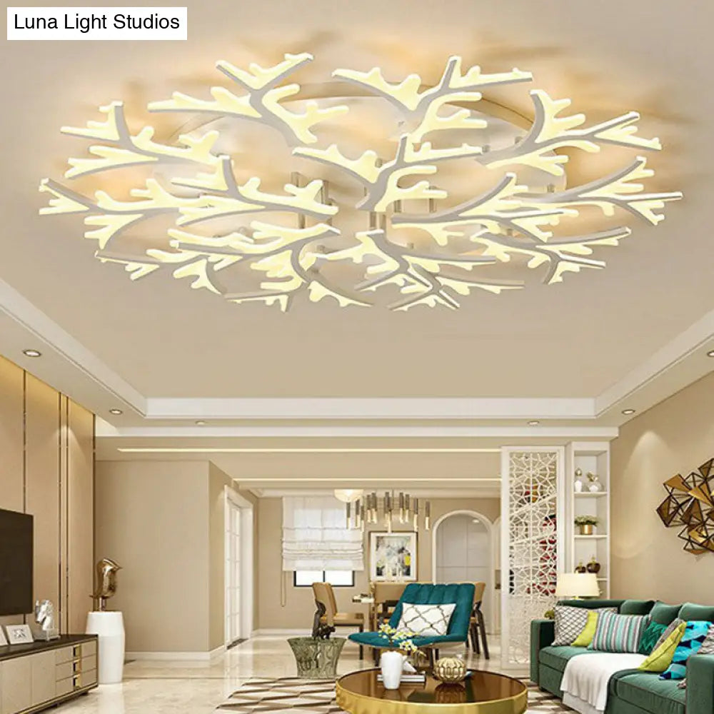 Minimalist White Snowflake Led Flush Mount Lighting For Living Room 15 / Warm