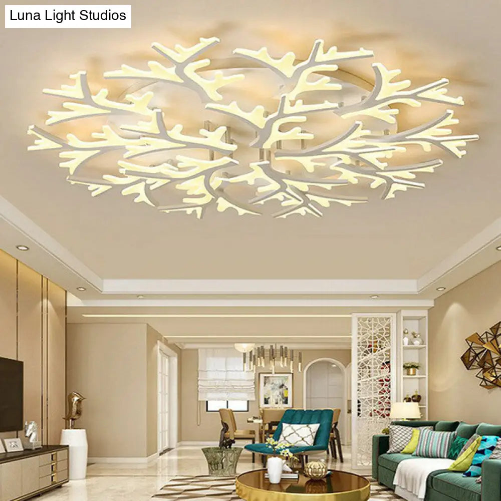 Minimalist White Snowflake Led Flush Mount Lighting For Living Room 15 / Warm