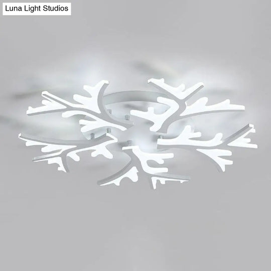 Minimalist White Snowflake Led Flush Mount Lighting For Living Room 5 /