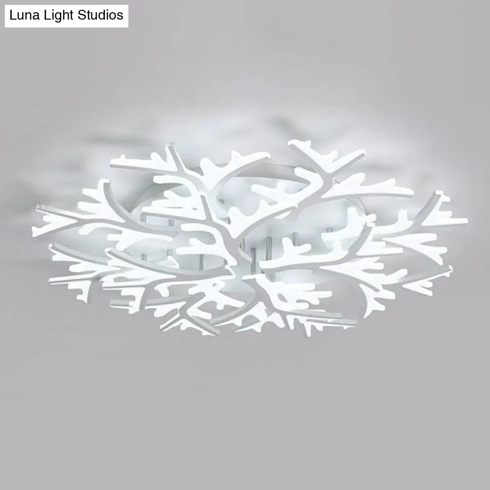 Minimalist White Snowflake Led Flush Mount Lighting For Living Room 12 /