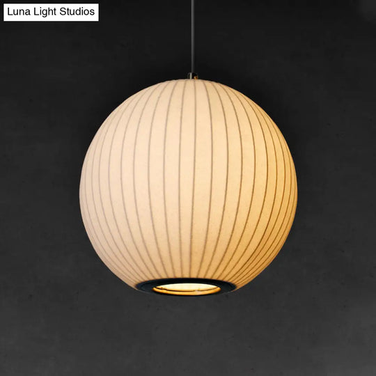 Minimalist White Sphere Pendant Light For Dining Room - 12’/16’ Wide Fabric Fixture