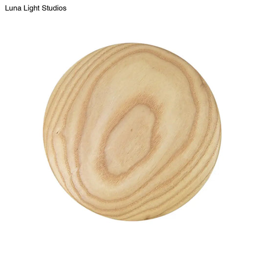 Minimalist Wood Circle Wall Sconce With Led Lighting: 5/7 Width For Parlor In Beige