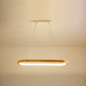 Minimalist Wood Island Pendant Led Ceiling Light - Modern Elliptic Design For Living Room / 23.5