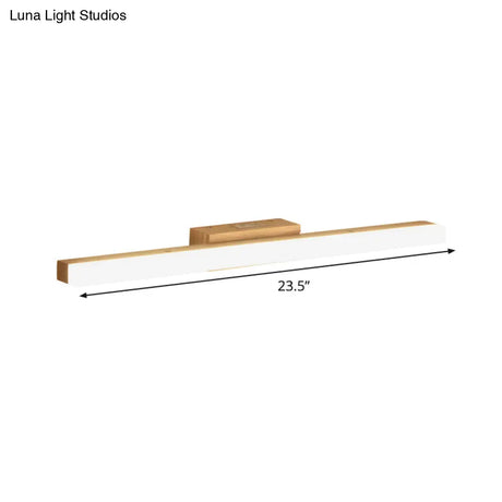 Minimalist Wood Linear Vanity Sconce Light - Beige Led Wall Fixture (16/23.5/31.5 Width)