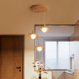 Minimalist Wood Pendant Light with 3 Bulbs for Restaurants Funnel Shade Hanging Fixture Wood / Round